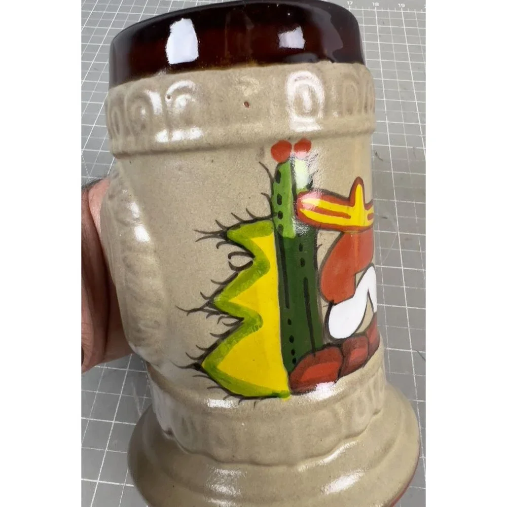 Vintage Ceramic Stein Horse Relief Mexican Art 5.5" Tall Red Clay Collectible - Picture 5 of 7